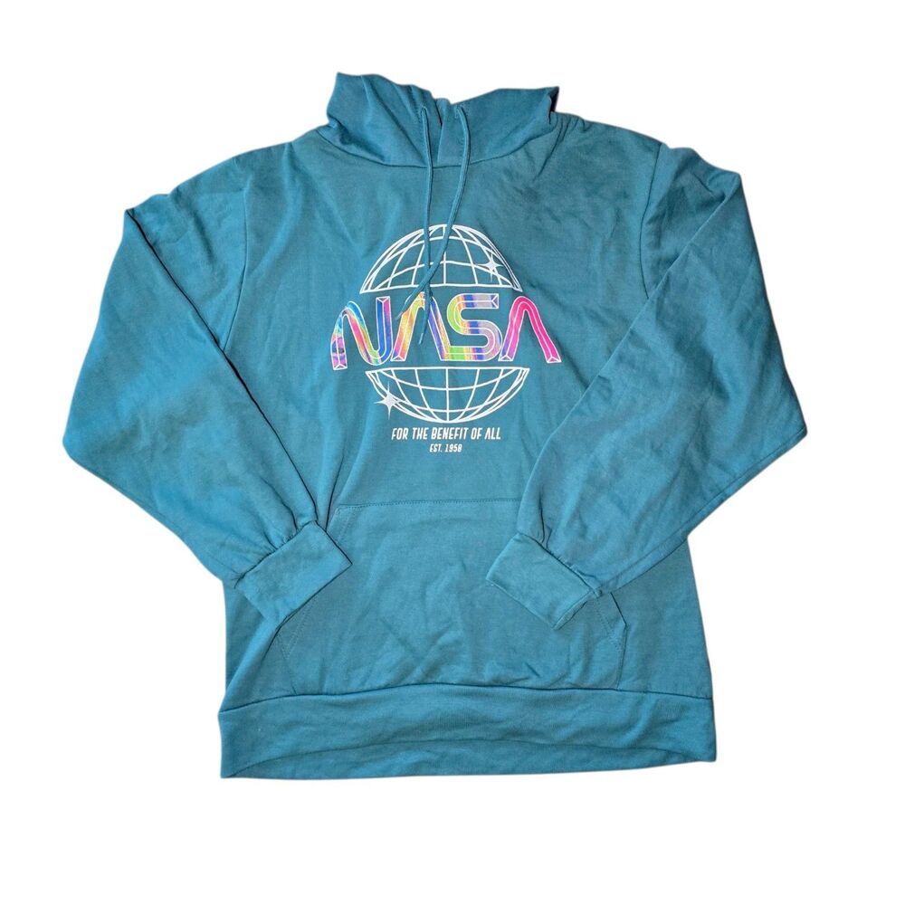 NWOT NASA Hoodie Mens Size Large  (42-44) Blue Retro/ Streetwear Unisex